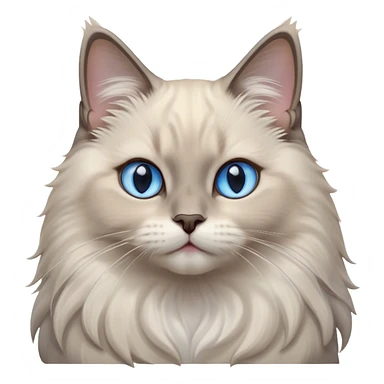 Cinematic Adorable Fluffy Light Grey Mantle Ragdoll Cat Portrait Emoji, Head tilted cutely with big, sparkling blue eyes, soft light grey fur with darker points on the ears, face, and paws, Simplified yet irresistibly adorable features, highly detailed, glowing with a soft, warm glow, high shine, yawning in a peaceful and playful manner, stylized with a touch of whimsy, bright and endearing, soft glowing outline, capturing the essence of a relaxed and loving kitten, so cute it feels like it could leap out of the screen and stretch into a cozy nap! sticker
