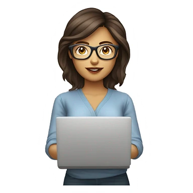 femmes brune coupe au carrée et lunette sur un ordinateur sticker