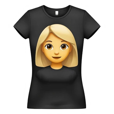 black t-shirt with round neck and short sleeves, women's fitted style, only the clothing item, plain white background sticker