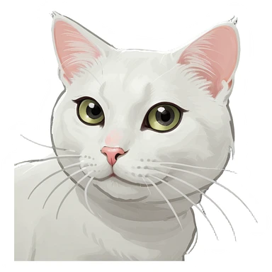 Cute white cat sticker
