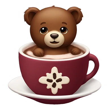 Baby bear inside of a cup of hot cocoa. Burgundy colored cup.  sticker