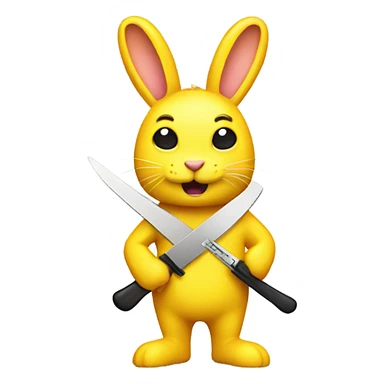 Yellow bunny with knife  sticker