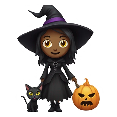 scary Witch with cat sticker
