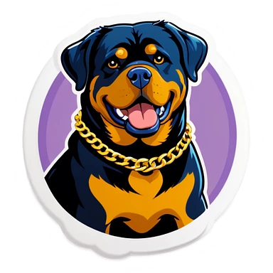 Rottweiler wearing big gold chain sticker