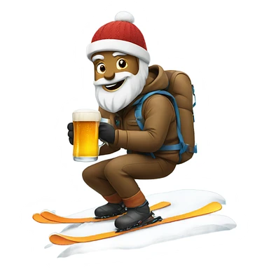 Man snow skiing with beer in hand sticker