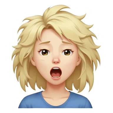 Blonde girl with messy hair with her eyes rolling back while she’s yawning sticker