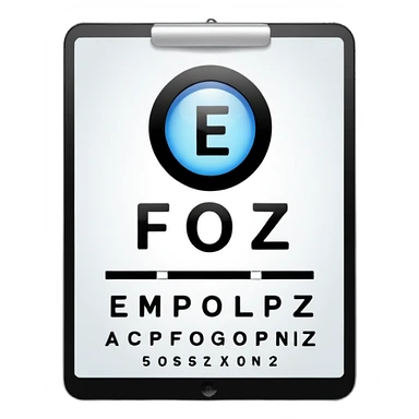 eye chart with a highlighted letter sticker