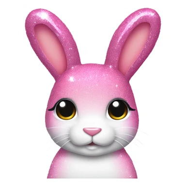 Pink large ombre bunny with glitter  sticker