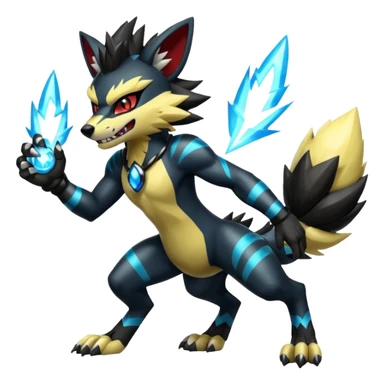 Shiny furry cool Zeraora-Obstagoon-fusion sticker