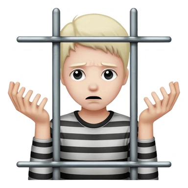 Smutna za więziennymi kratami trzymając się ich rękami sticker