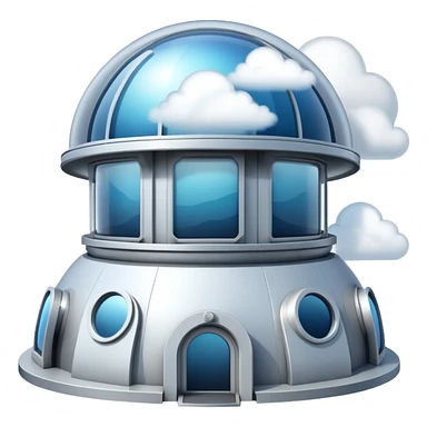 High-altitude observatory surrounded by clouds sticker