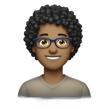 Light skinned Guy with black curly hair and blue eyes and glasses  sticker