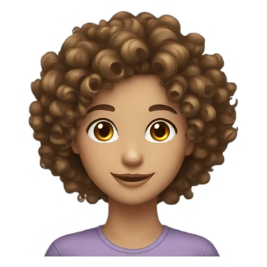 Curly hair brown eyes fair girl smiling  sticker