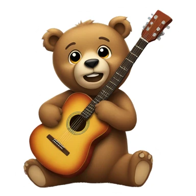 bear holding guitar sticker