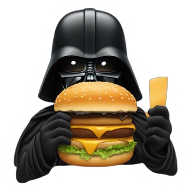 Dark vador eating a burger sticker