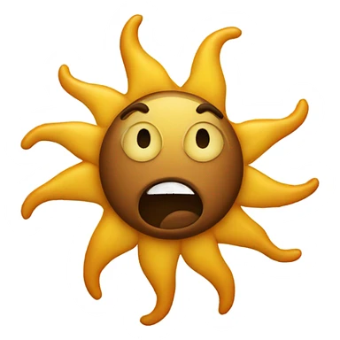The sun emoji with a weird face but mixed with the poop emoji sticker