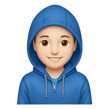 emoji of a person wearing a blue hoodie smiling sticker