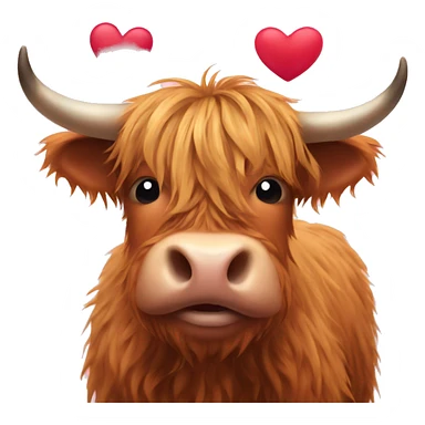 highland cow with hearts sticker