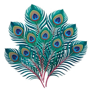 Futuristic, bold, colorful, highly detailed, isolated 3D render, handful of incredibly stunning, Peacock Begonia feathers, flat layout sticker