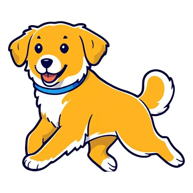 Golden retriever dog running at full speed sticker
