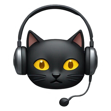 headset with black cat, closing eyes sticker