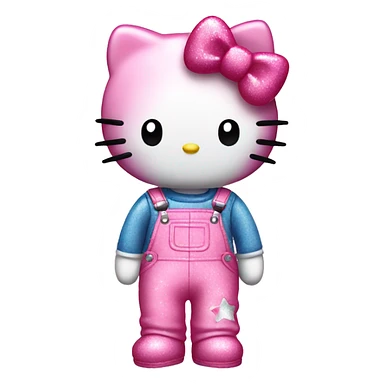Twin hello kitty wearing overalls pink and glittery sticker