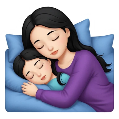 a girl with black hair is sleeping sticker