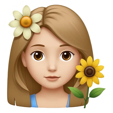 Ein braunhaariges Mädchen (glatte Haare ) mit einen Blume hinter dem ohr lange haare zur Seite kuckend Blume hinter dem rechten Ohr so das man es sieht zur Seite schauen soll das Mädchen  sticker