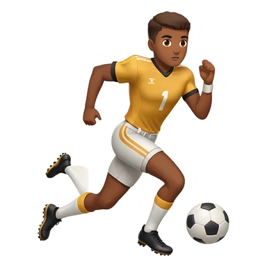 Emoji of a football player in uniform, actively running or kicking a ball, with a determined expression. sticker