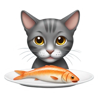skinny cat eating fish sticker