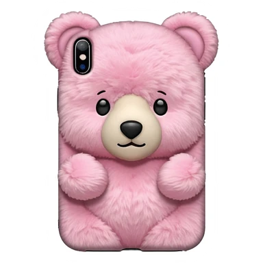 iphone in a pink teddy bear phone case sticker