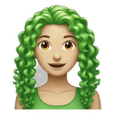green curly hair, white woman smiley sticker