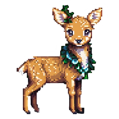 Bambi as a cute deer fawn in pixel art style, standing in a forest clearing sticker