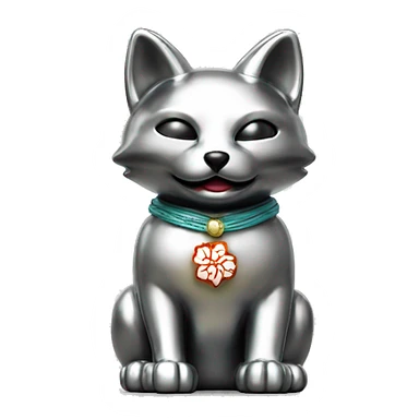 fully chrome fox statue in the form of maneki neko sticker