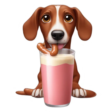 Sausage Dog drinking chocolate milk sticker