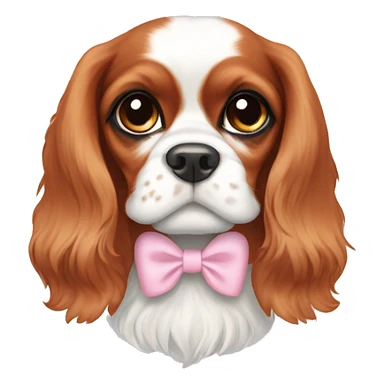 Cavalier King Charles spaniel with light pink bows on ears sticker