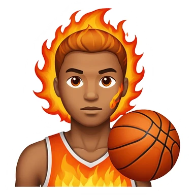 Crazy basketball player with fire sticker