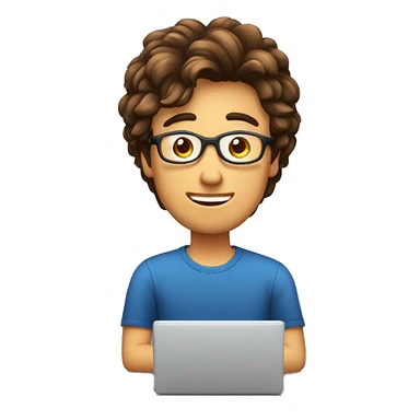 Homme jeune, cheveux brun sur son ordinateur, émotion de surprise  sticker