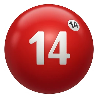 The number 14 on a red pool ball sticker