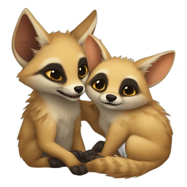 Fennec hugging a hyena sticker