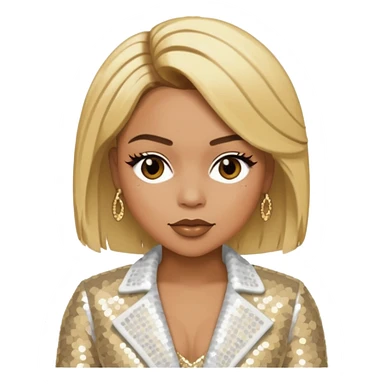 T-Boz from TLC with blonde hair, ivory sequin outfit sticker