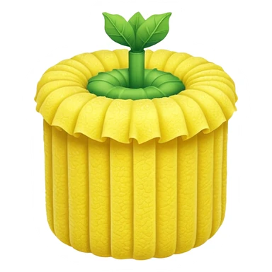 Yellow loofah without smiley faces, used for washing (looked like a sponge) sticker