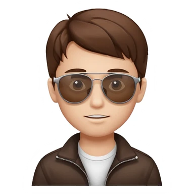 boy with brown hair, white skin, no beard, wearing sunglasses sticker