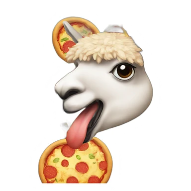 An alpaca eating pizza sticker
