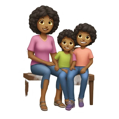 Mother and her children sitting sticker