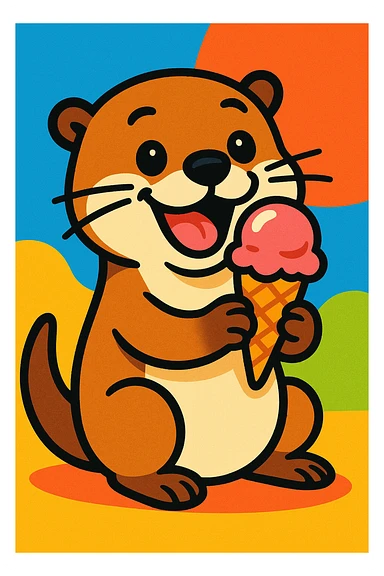 otter eating ice cream sticker