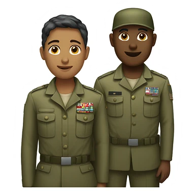 4 army people standing next to eachother sticker