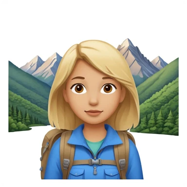 girl backpacking, travelling mountains background sticker