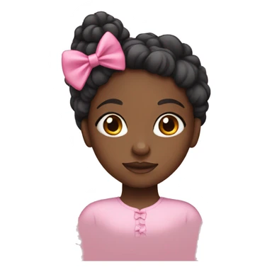black girl with pink bow in hair sticker