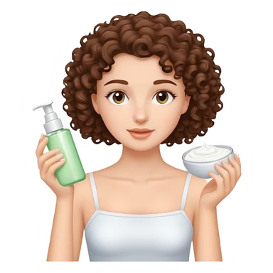Brunette Curly White girl doing skin care sticker